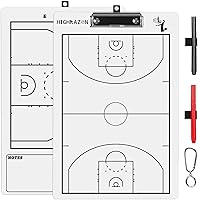 HIGHRAZON Double-Sided Basketball Coaching Clipboard - Dry Erase Whiteboard with Marker, Full & Half Court for Coaches (14x9 Inch)