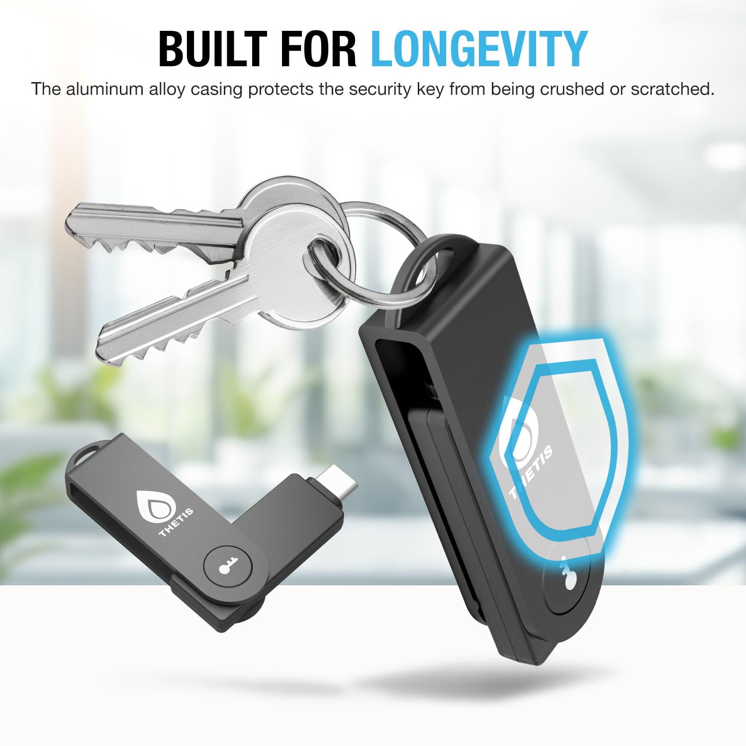 Llave de Seguridad Thetis Pro-C FIDO2 (L2) con USB C y NFC, autenticador TOTP/HOTP App, autenticación de Dos factores FIDO 2.0 2FA MFA, Compatible con Windows/macOS/Linux/Gmail/Facebook/Dropbox