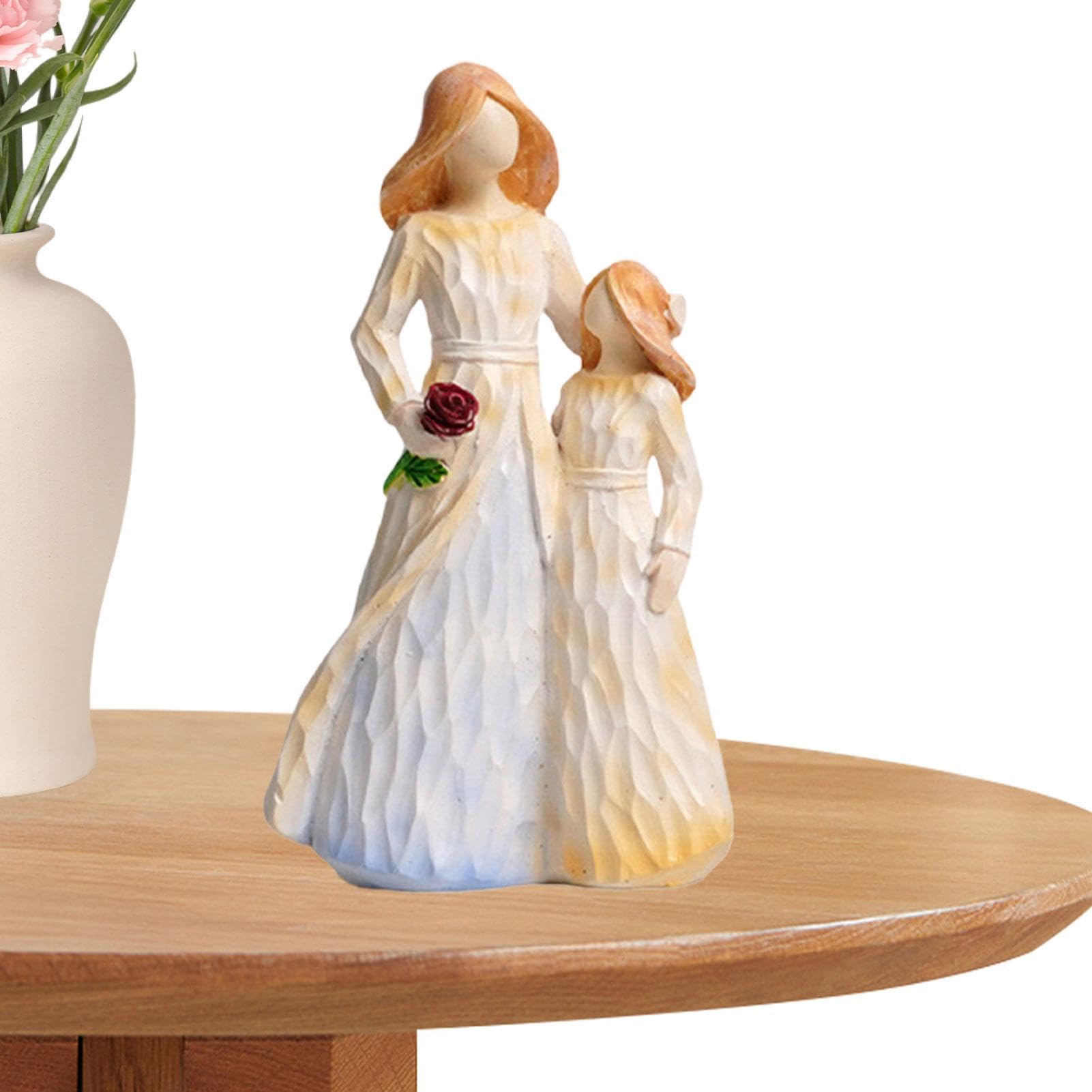 Genérico de Pareja, Escultura Familiar de 4,Estatuas de Escultura de Resina para Padres e Hijos | Tema Familiar de Figuras esculpidas y pintadas a Mano, para decoración del hogar