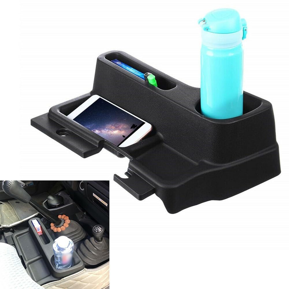 Bandeja de almacenamiento para consola central con portavasos para Toyota Land Cruiser LC70 LC71 LC76 LC79 09-20, organizador de coche de plástico negro con paquete de tornillos
