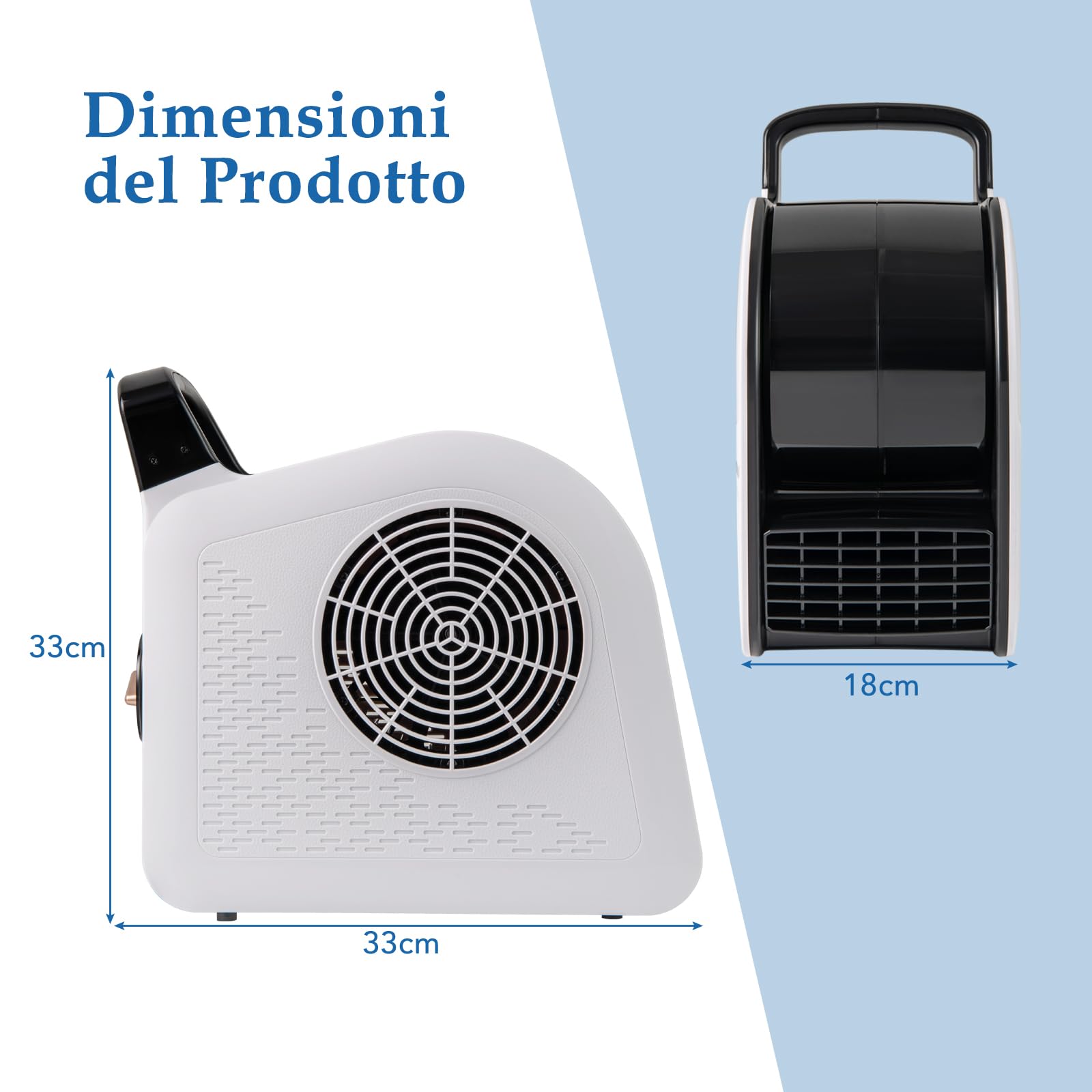 COSTWAY 130W Ventilatore ad Alta Velocità, Ventilatore Essiccatore con 3 Velocità e Testa Pivotante a 185° per Asciugatura, Raffreddamento e Ventilazione, per Casa Garage Palestra