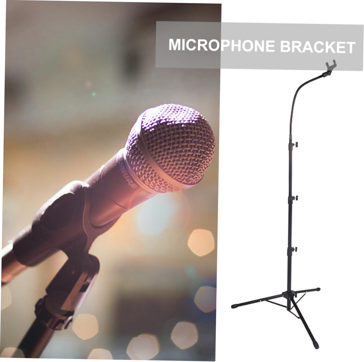 BESPORTBLE Adjustable Floor Standing Microphone Stand Tripod Mic Holder for Live Broadcasts Karaoke and Concerts Compatible with Microphone Types