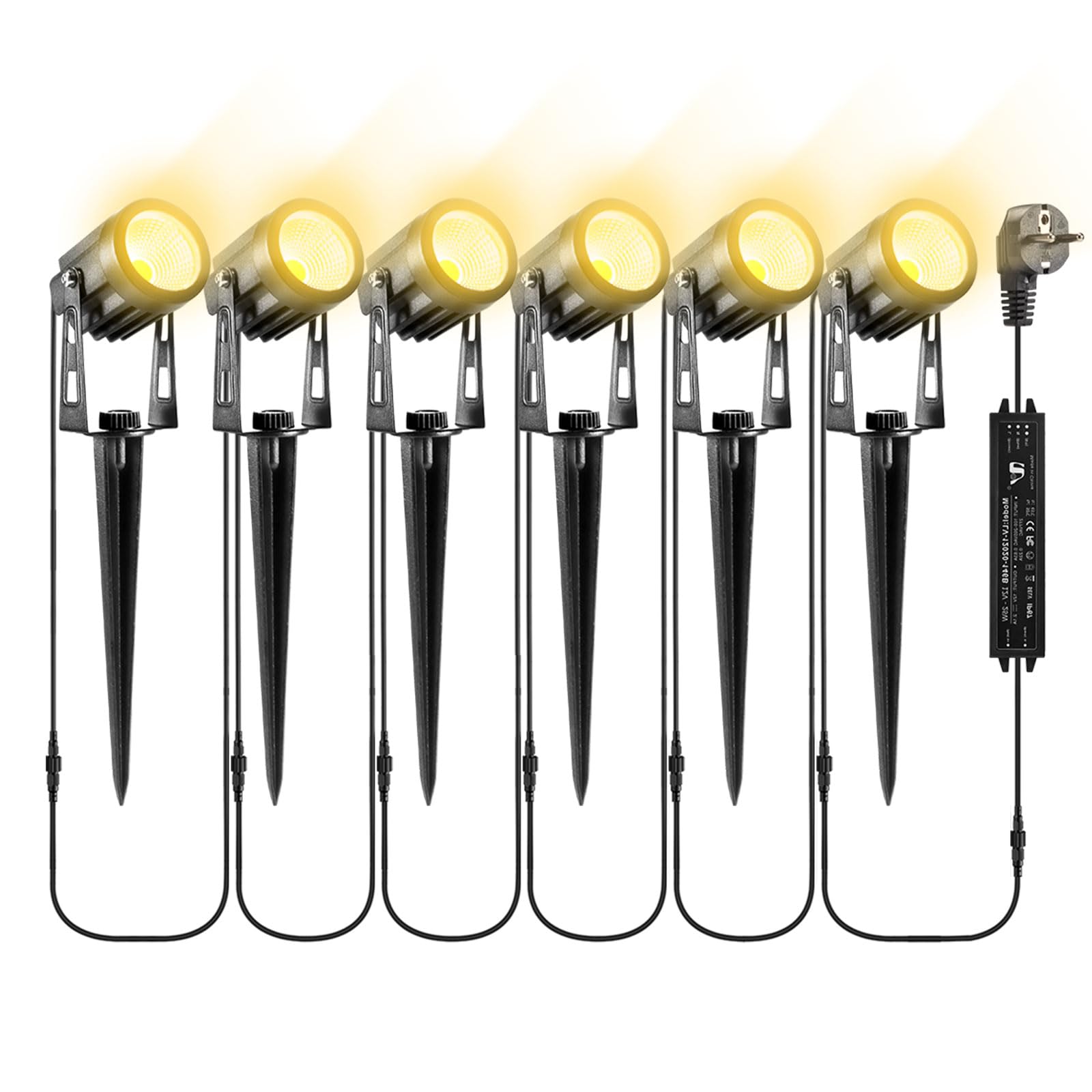 B-right Focos Led Exterior, 21m LED Focos jardín con Estaca, Luz de Jardín Exterior Blanco Cálido, Luces Exterior Jardin IP65 Impermeable, Focos de Jardín al Iluminación de Caminos para Césped, Patios