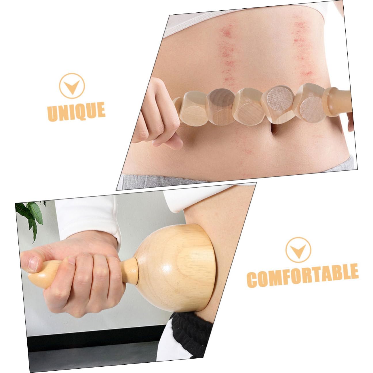Abaodam Massaggiatore Per Corpo in Legno 11.8" Bastone Manuale Per Massaggio Muscolare e Anticellulite Uso Domestico Per Relax e Sollievo Da Tensione