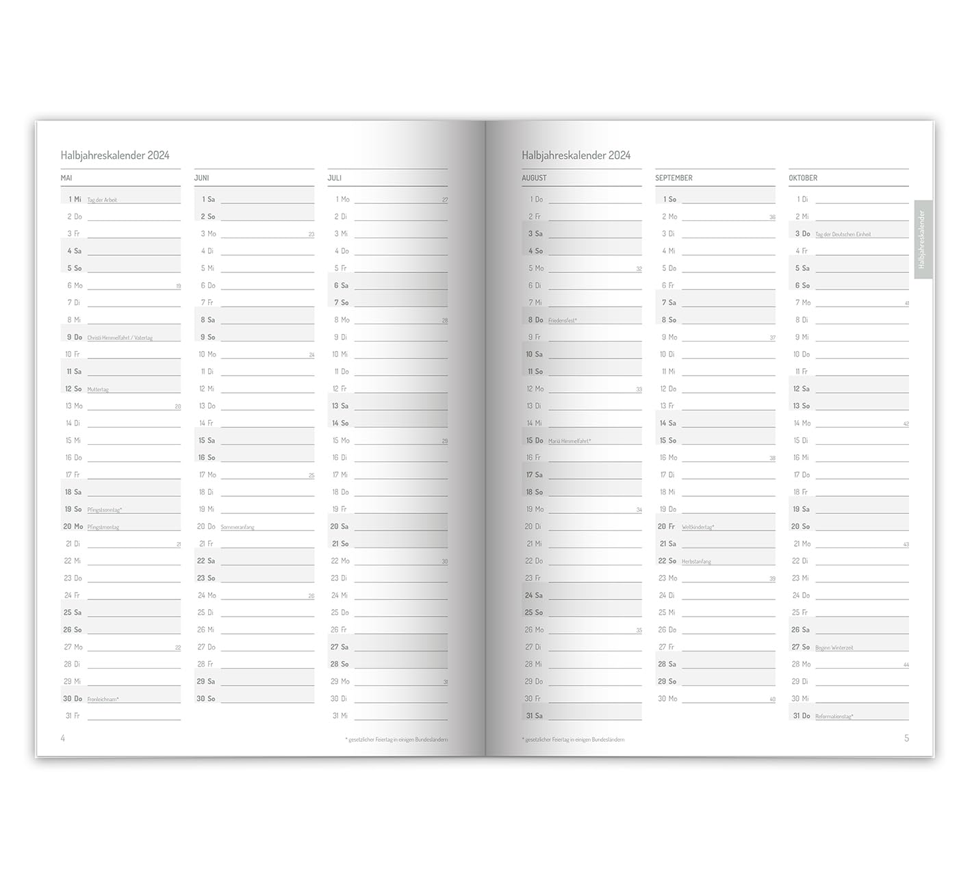 PERSEN Schuljahresplaner 2024/25, Lehrerkalender für alle Klassenstufen, Ledereinband & Spanngummi, Ferienkalender, 17 x 24 cm, 224 Seiten - Airy Blue