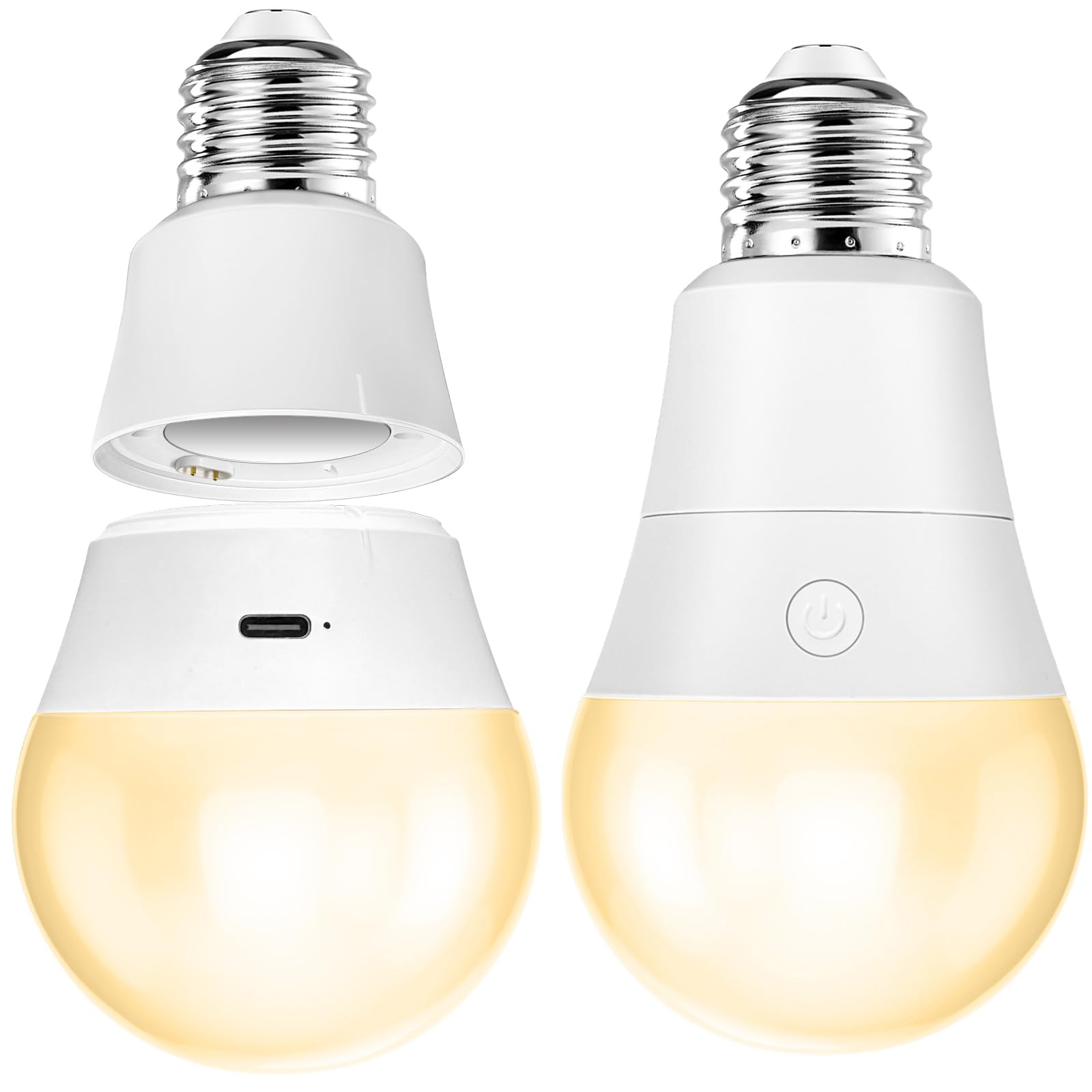 Lampadina LED E27, Magnetica Staccabile Lampadine LED E27 Luce Calda, Ricaricabili Luce LED, Lampadina LED Dimmerabile Con Timer di Controllo Remoto e 3 Temperature di Colore per Plafoniere, 2pc