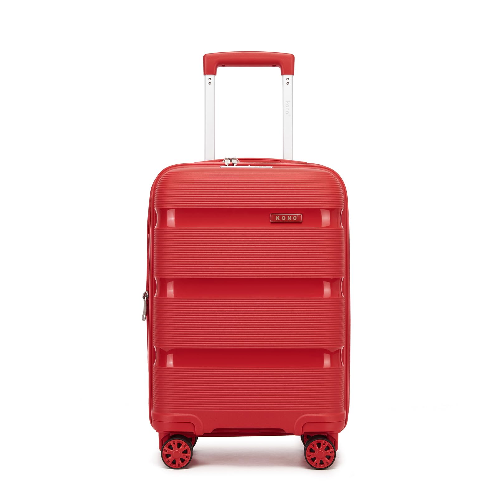 Kono 20 Inch Expandable Carry on Luggage, Airline Approved Suitcase, Red