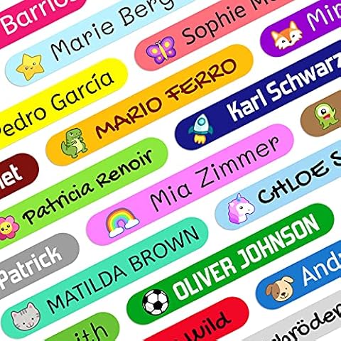 Personalised Stickers for School to Mark Pencils and pens. Colored Waterproof Labels for Children in School and Kindergarten. Dimensions 4.6 x 0.6 cm (150) Cover