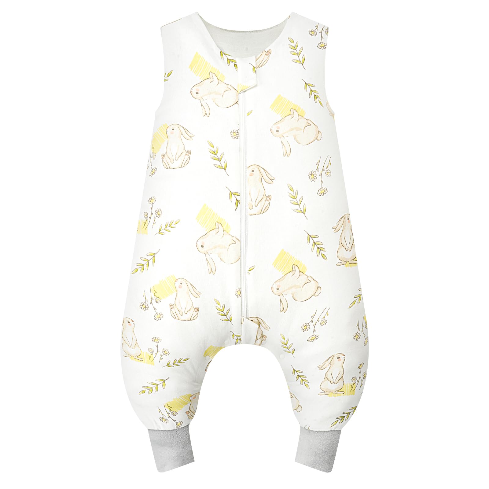 WYTbaby - Sacco nanna con piedi, 1.0 Tog, in 100% cotone, morbido sacco nanna per tutto l'anno, senza maniche, ideale per dormire e quando fa caldo, perfetto per bambine e bambini, 90 cm