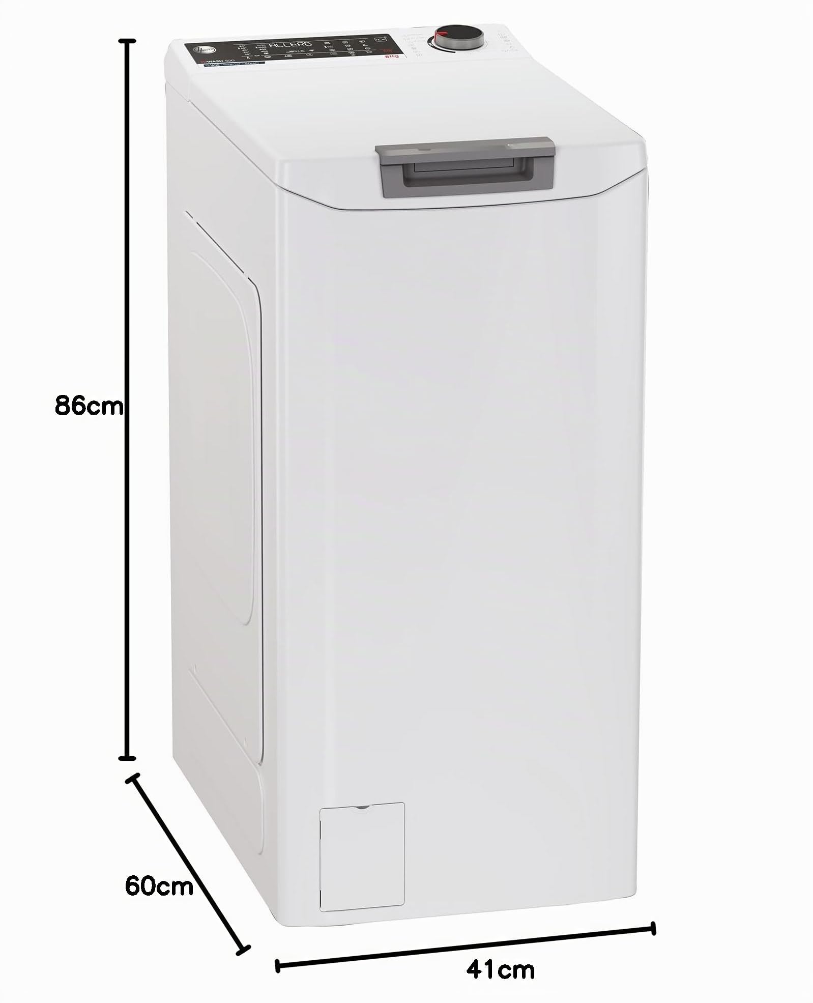 Hoover H-WASH 500 Lavatrice 8 Kg, Libera Installazione, Carica dall'Alto, Classe B, 1400 Giri, App hOn, Intelligenza Artificiale, Vapore, AxLxP 86x41x60 cm, Bianca - THOS486TM4-S