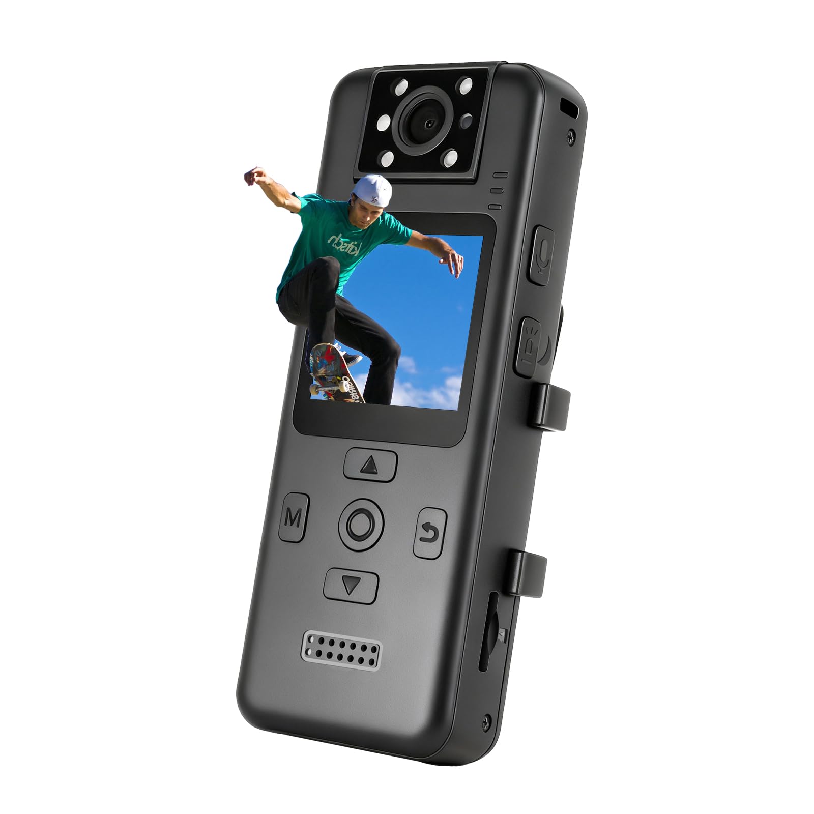 li&lu 4k body camera with night vision & wi-fi – 10h battery, 180° rotating lens, 128gb storage – magnetic lanyard for hands-free security, cycling & vlogging
