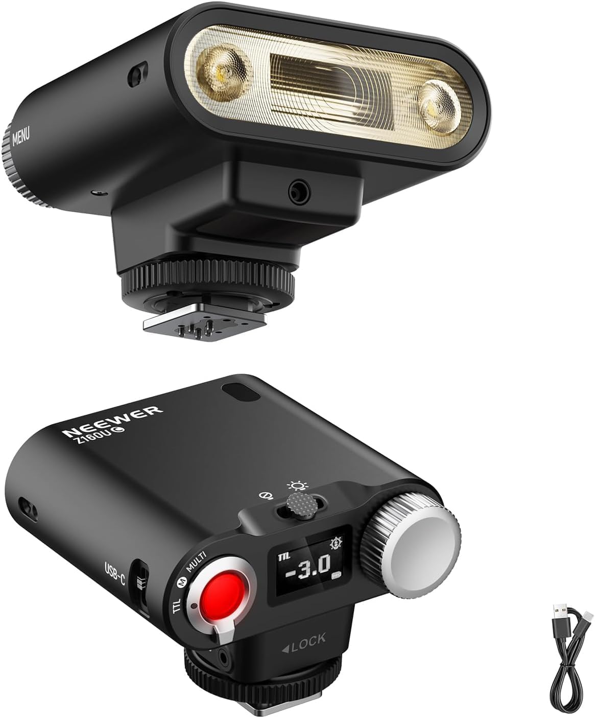 NEEWER Flash Speedlite Z160U-C Per Fotocamera, Compatibile Con Canon E Godox, 18Ws GN14 6000K TTL 1/8000 HSS, Luce Flash Da Collegare Alla Fotocamera Con Batteria USB C, 1100 Flash A Piena Potenza | Compatibile con Godox, 18Ws GN14 6000K TTL 1/8000 HSS, O