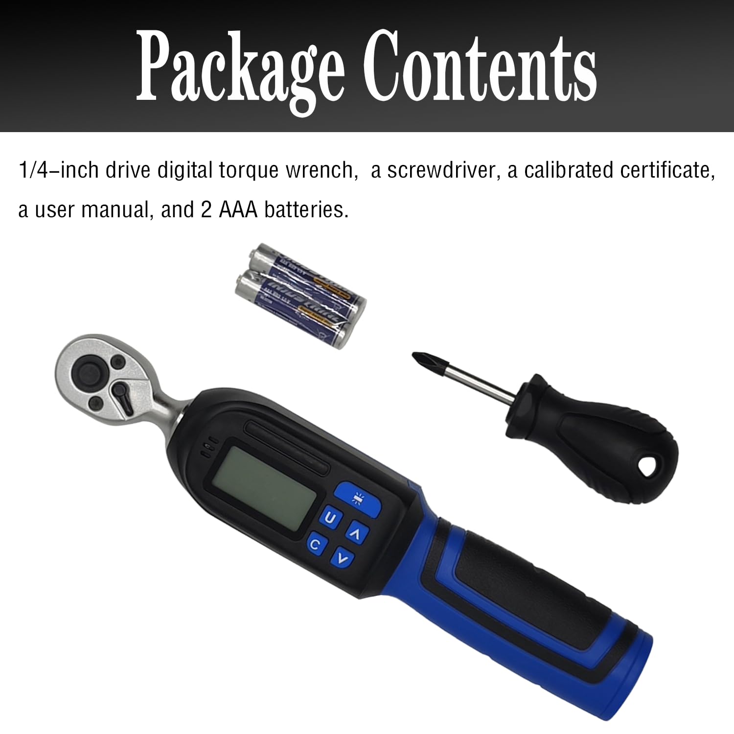 JEUCLEL 1/4-Inch Drive Digital Torque Wrench (1.11-22.13Ft.lb/1.5-30N.m), Electronic Torque Wrench Set with Accurate to ±2%, Buzzer, LED Indicator for Automotive, Motorcycle, Bicycle, Home Repair