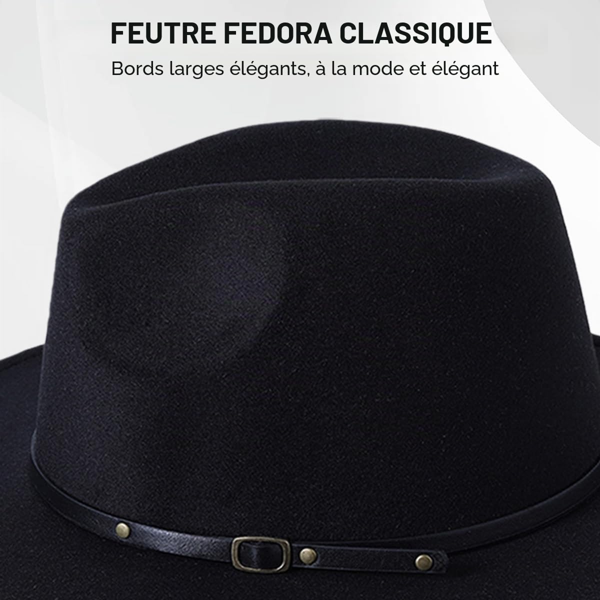 ericotry Chapeau Fedora Classique Unisexe en Laine mélangée avec Boucle de Ceinture à Large Bord pour Homme Femme fête de Mariage Spectacles de Talents et Usage Quotidien