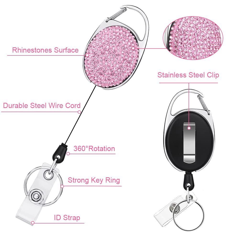 Vicloon Retractable ID Badge Holder, 3pcs ID Name Badge Reels and 3pcs ID Card Holder - Image 3