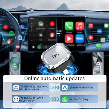 Coverzone Wireless CarPlay Android Auto Adaptörü USB-A Girişli Kablosuz Araç Bağlantı Aparatı Plug and Play Kolay Kurulum Bluetooth WiFi Destekli Tek Cihaz Bağlantı Android11 iOS10 Uyumlu | ZR1257