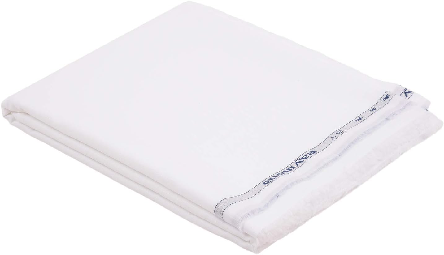 Cotton Shirt Fabric for Men 1.6 Meters (Big Pana) Pattern: Self Design Slub, Color: White