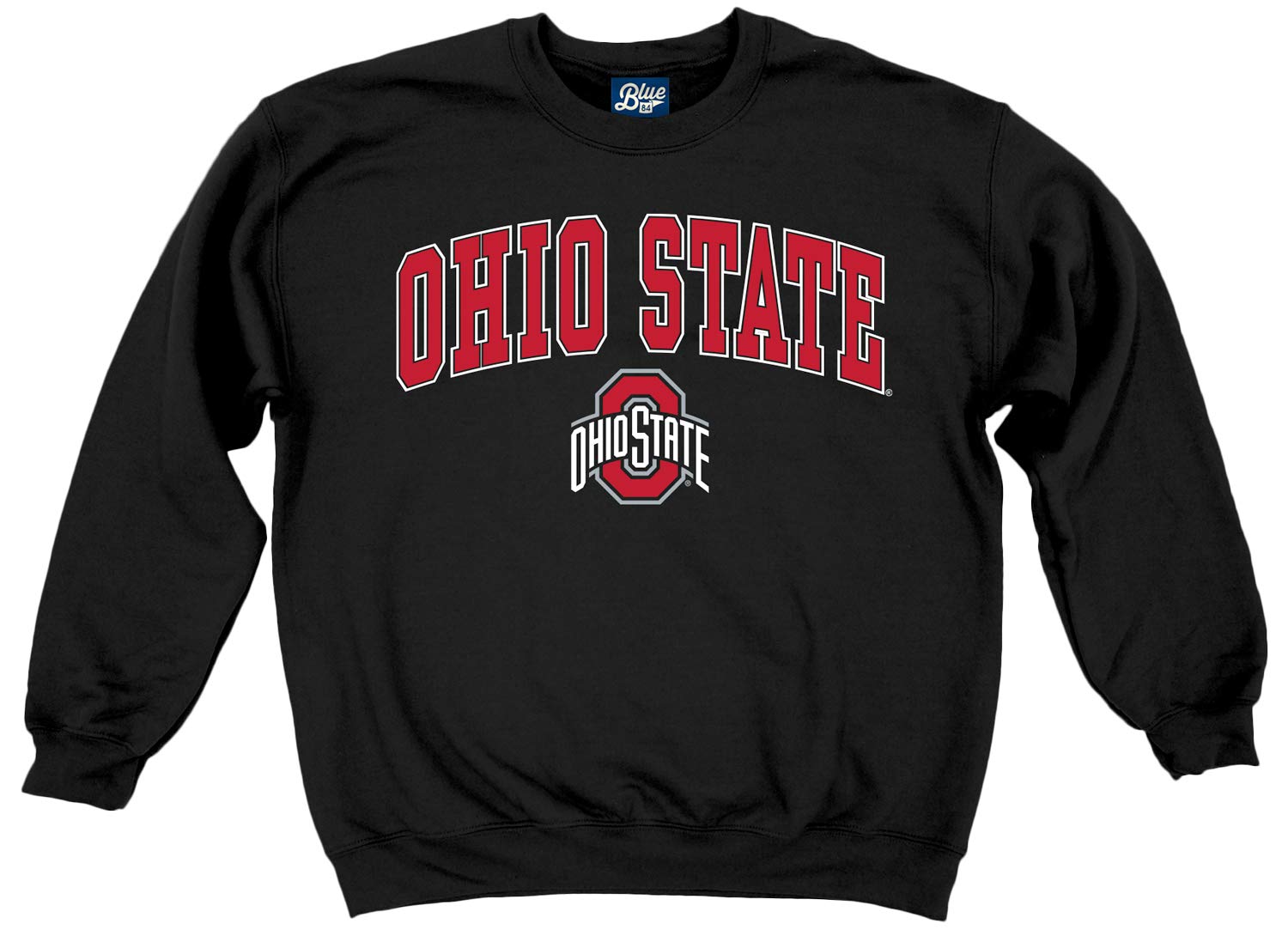 Blue 84 Men's Ohio State Buckeyes Crewneck Sweatshirt Black Arching Over, Ohio State Buckeyes Black, Large