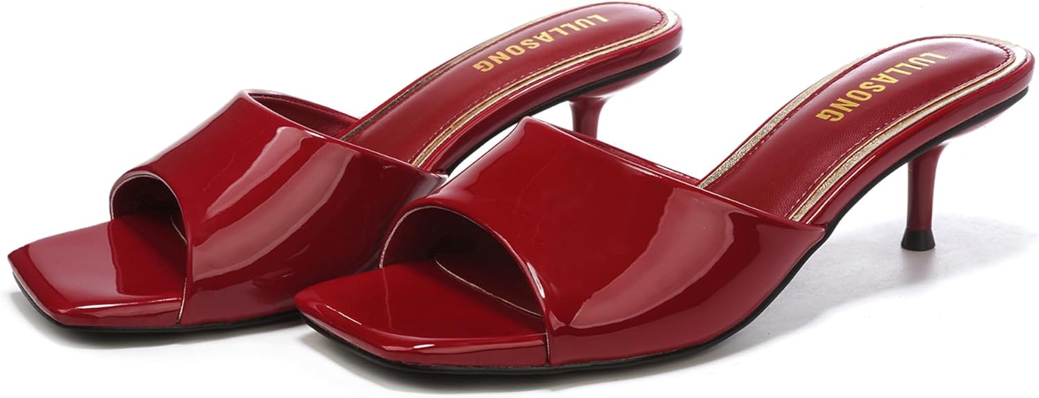 Women's Kitten Heels Sandals Low Heels Slip On Slides 2 Inch Heeled Square Open Toe Sandals for Women - Image 4