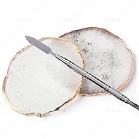 Vista 7 de Paleta de esmalte de uñas de resina, 2 piezas, paleta de arte de uñas con varilla de agitación inoxidable (gris y verde)