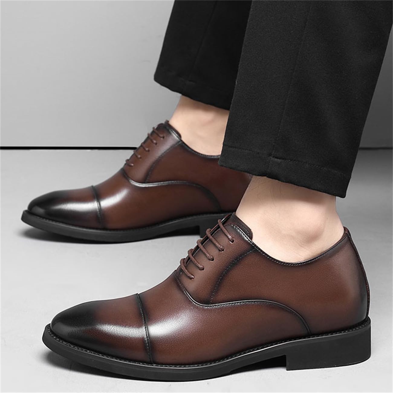 VIBLiSS Uomo 3.14 '' Scarpe Formali più Alte Pelle Lace-ups Altezza Invisibile Aumentando Abito da Guida da Sposa Oxfords