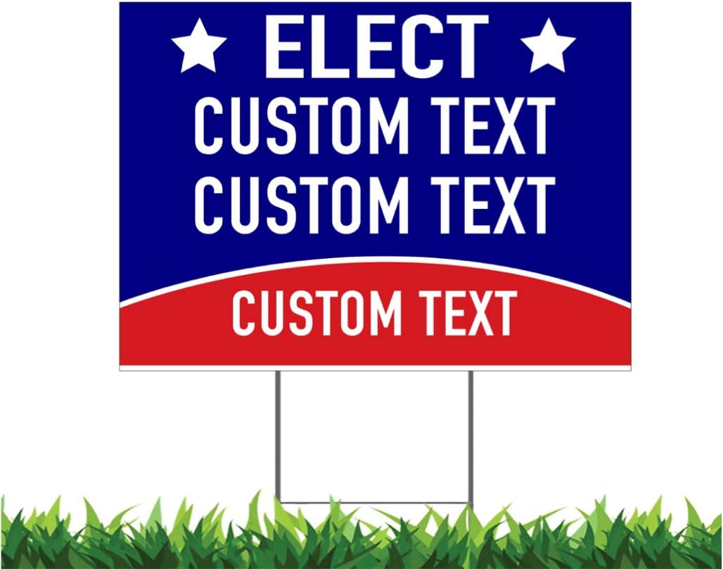 Political Vote Elect v1 Custom 18x24-inch Yard Sign (Outdoor, Weatherproof Corrugated Plastic) Metal H-Stake Included
