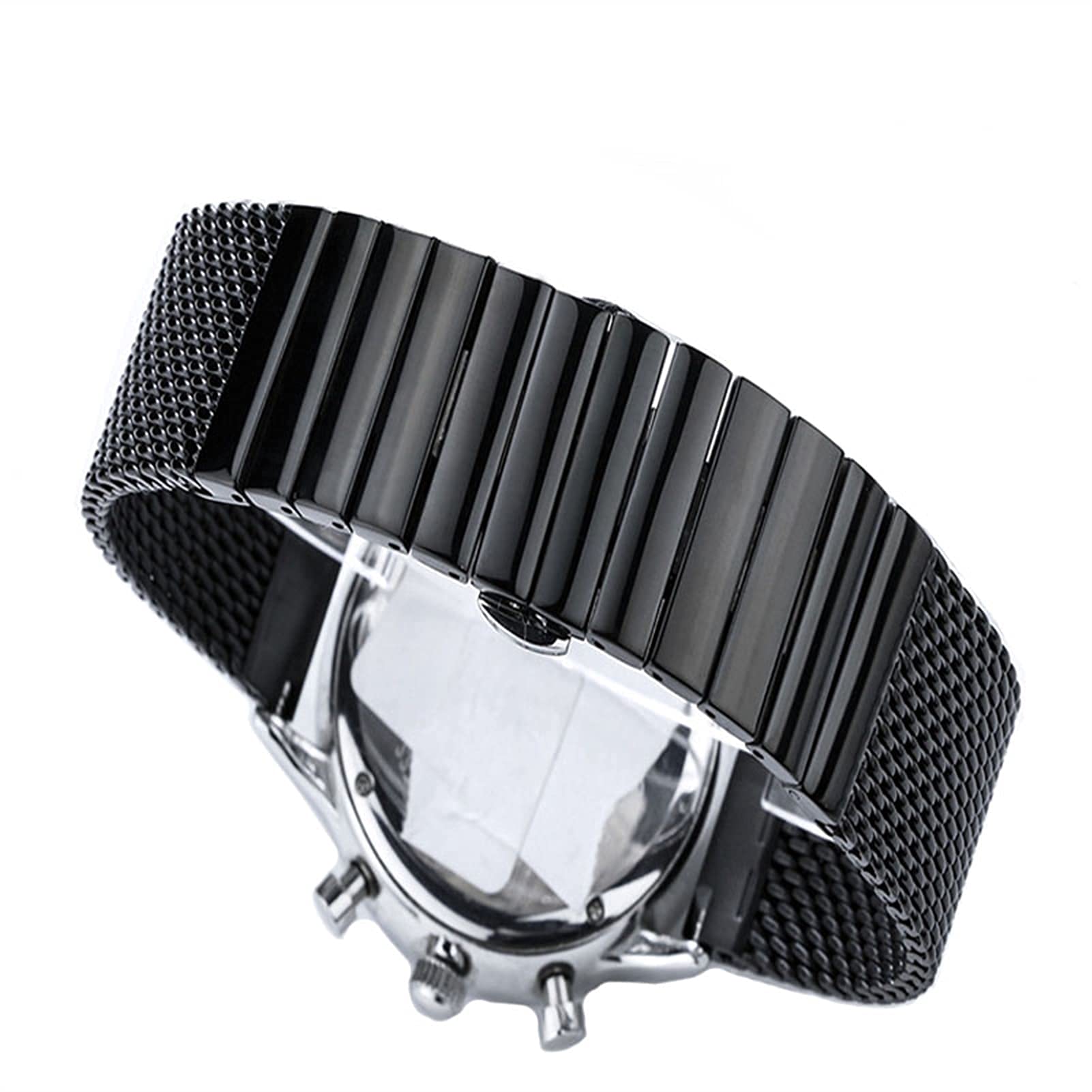 Cinturino a Maglia Singola con Cinturino in Acciaio Inossidabile 18mm 20mm 22mm 24mm Chiusura a Farfalla Sostituzione ML Bracciale (Colore Cinturino: Argento, Larghezza Cinturino: 20mm) (24mm Oro)