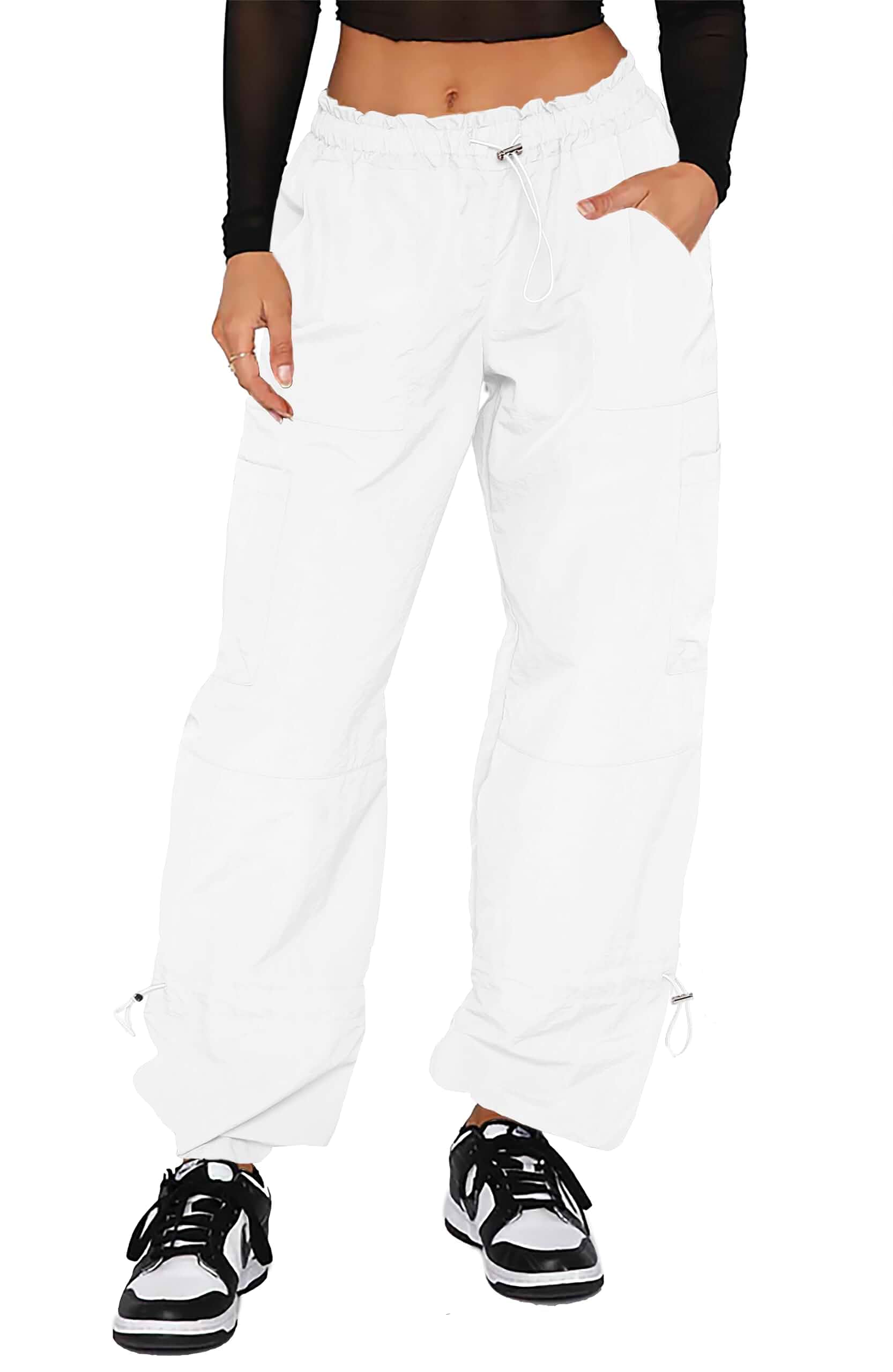 Waitfairy Cargo Pants Women - Baggy Parachute Pants Y2K Baggy Cargo Pants Women, Lightweight Parachute Pants Women, 6 Pockets Pants Y2K