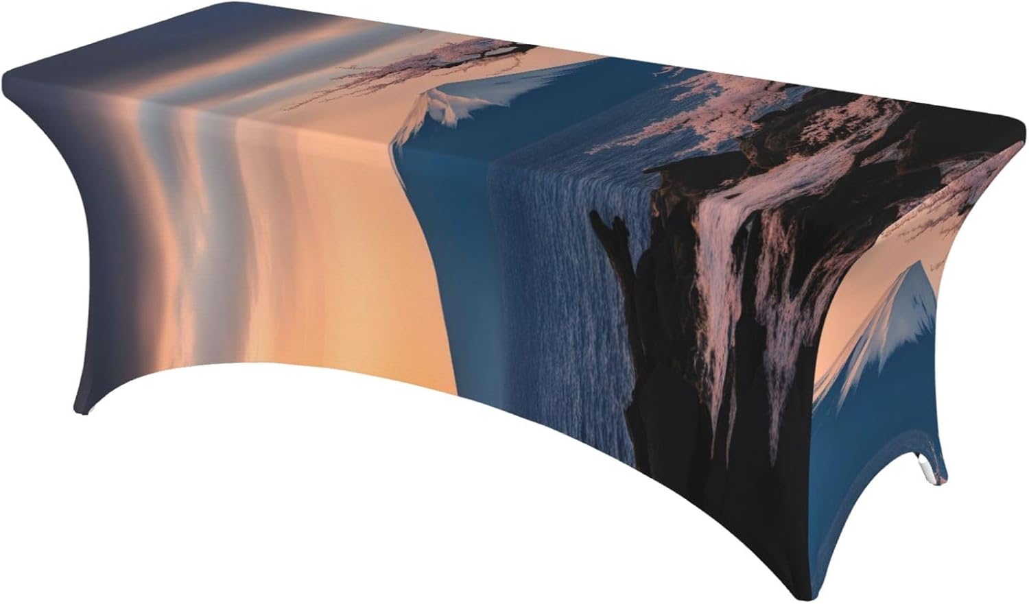 Japan Mount Fuji Landscape Print Elastic Rectangular Table Set Restaurant Supplies Tablecloth Party Decorations