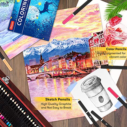 Ibayam 04 Art Supplies, 150-Pack Deluxe Wooden Art Set Crafts Drawing Painting Kit With 1 Coloring Book, 2 Sketch Pads, Creative Gift Box For Adults Artist Beginners Kids Girls Boys thumb #3