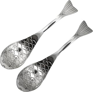 2Pcs 6.3inch Fish Spoon 18/10(304) Stainless Steel Flatware for Soup Porridge Dessert Cereal Rice(Silver)