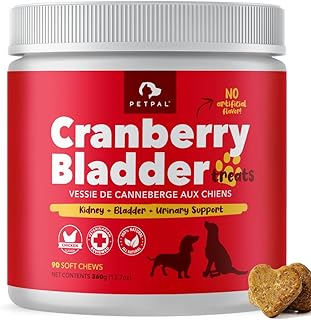 PETPAL Urinary Bladder Treats for Dogs - UTI Cranberry Support, Urinary Health Antioxidant for Kidney and Bladder - Made with Cran-Max Cranberry, D-Mannose, Organic Marshmallow - 90 Ct.