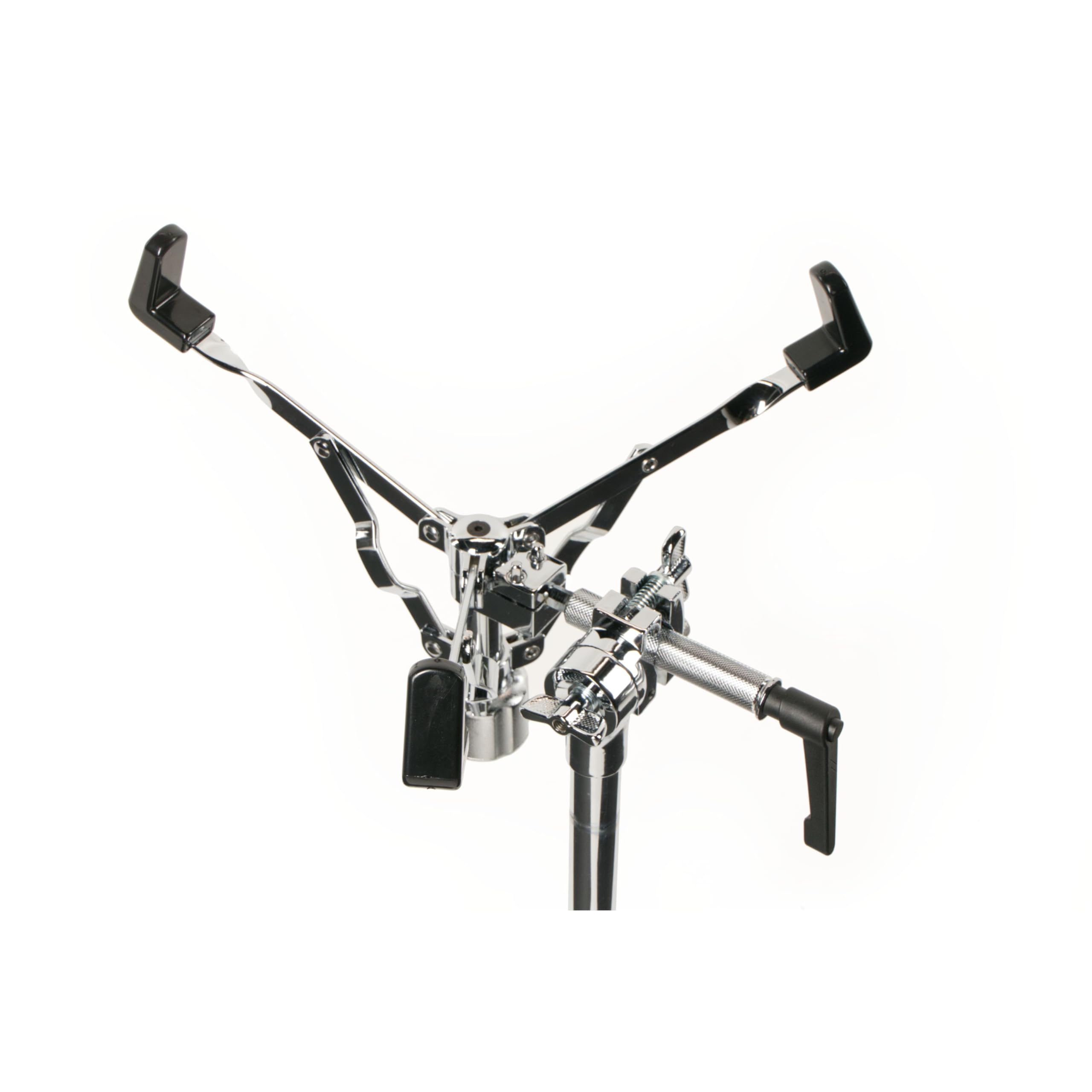 Fame SDS9003 Snare-Ständer, Doppelstrebig, Verchromt, Höhenverstellbar 40-57cm, Flexibles Kugelgelenk, Faltbares Design, Gummierte Haken