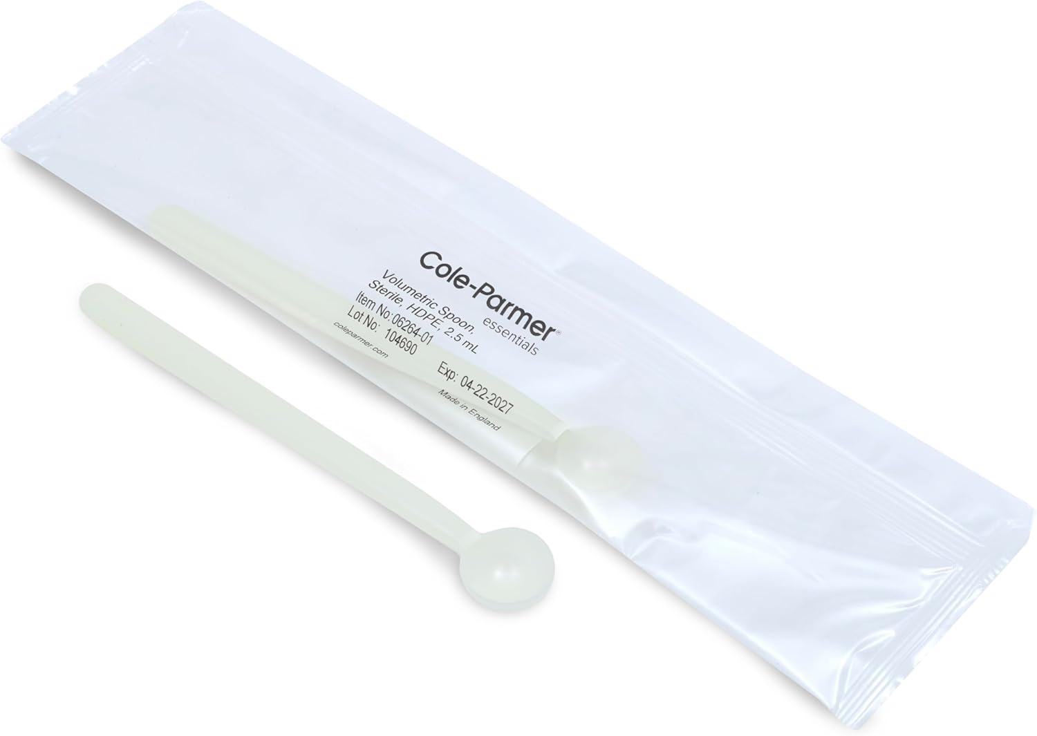 Cole-Parmer Sterile Volumetric Lab Sampling Spoons, HDPE, HDPE, 5 mL (0.17 oz); 100/PK