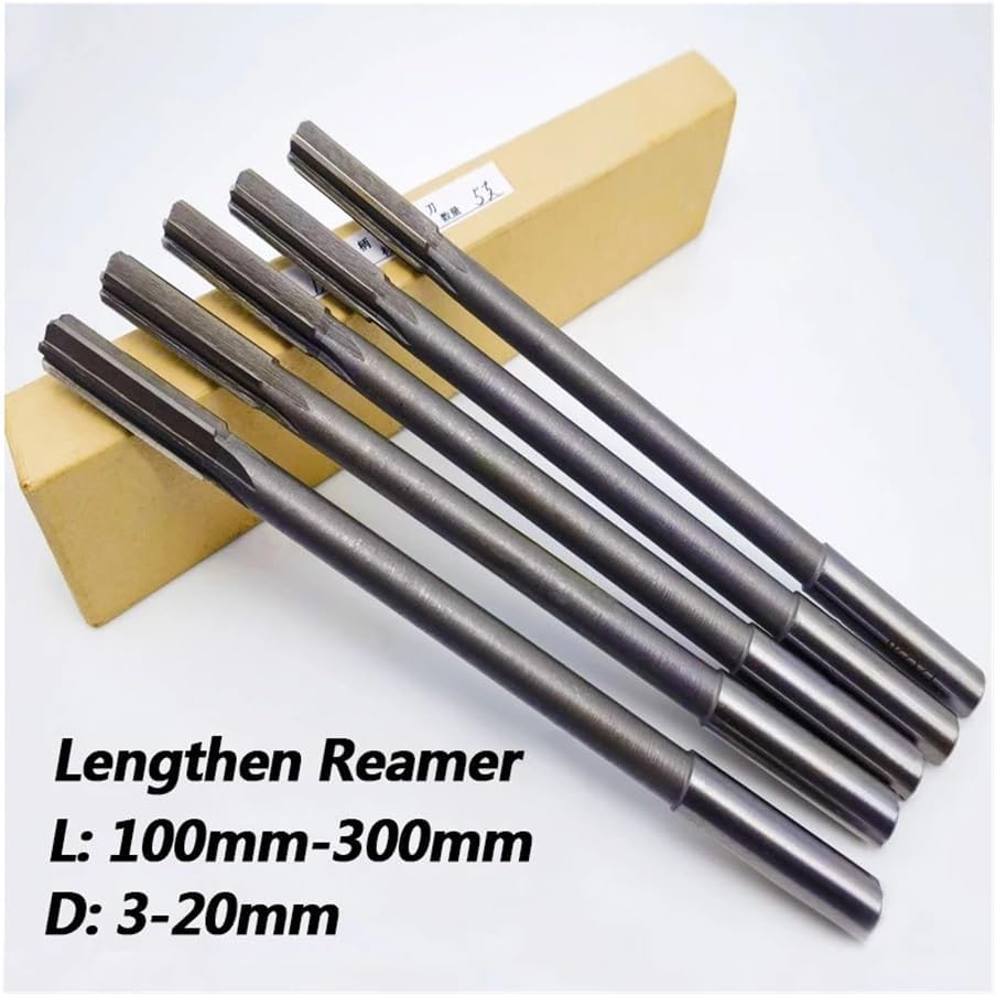 1Pc Lengthen Reamer 100-300mm HSS High Speed Steel H7 Straight Shank Machine Chucking Reamer for Metal Steel Aluminum Hole Drill(6X250mm)