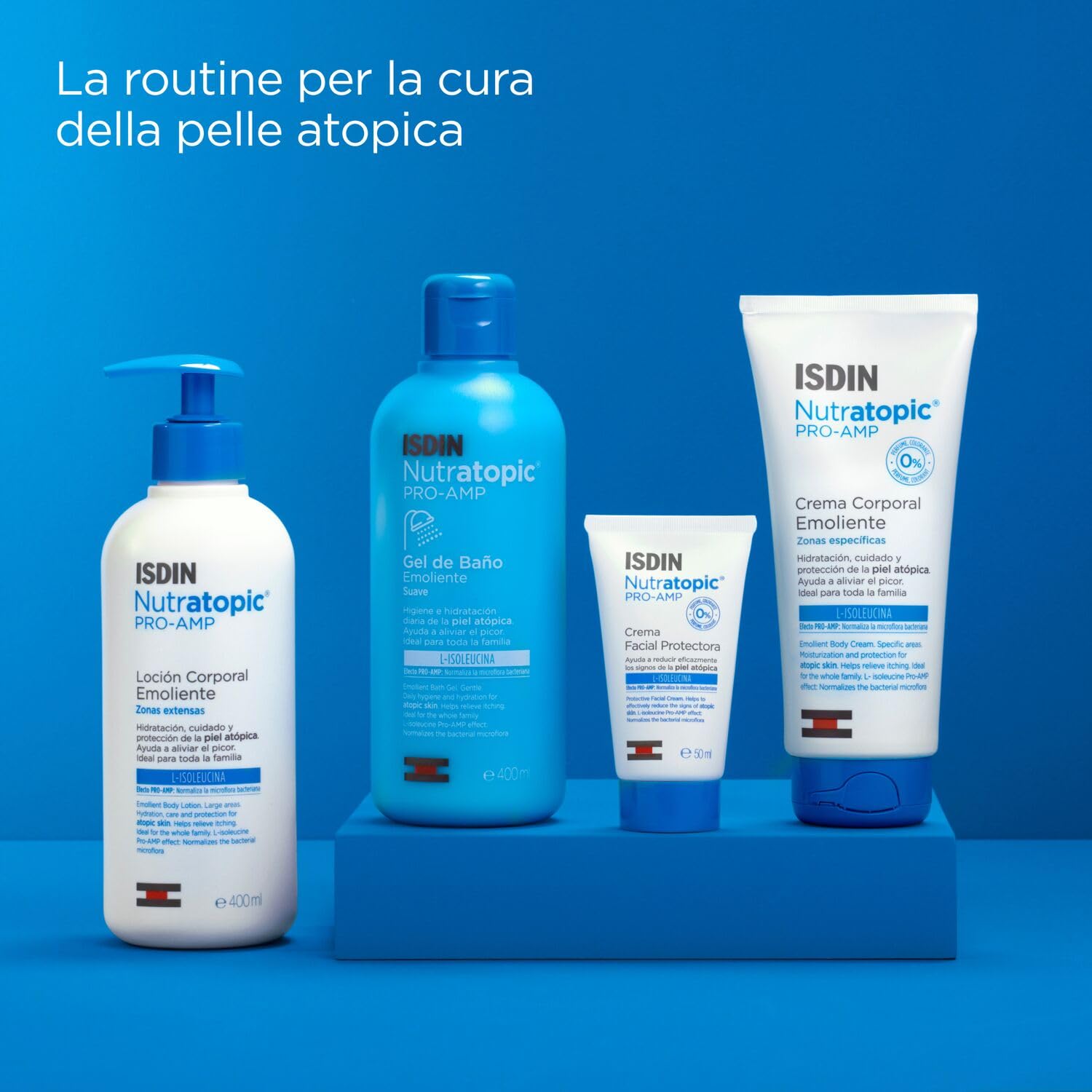ISDIN Nutratopic PRO-AMP Lozione Corpo Emolliente (400 ml) | Idratazione, Cura e Protezione della Pelle Atopica | Adatta a Tutta la Famiglia | Aiuta ad Alleviare il Prurito