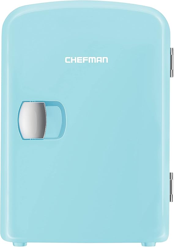Chefman Mini Portable Blue Personal Fridge Cools Or Heats & Provides