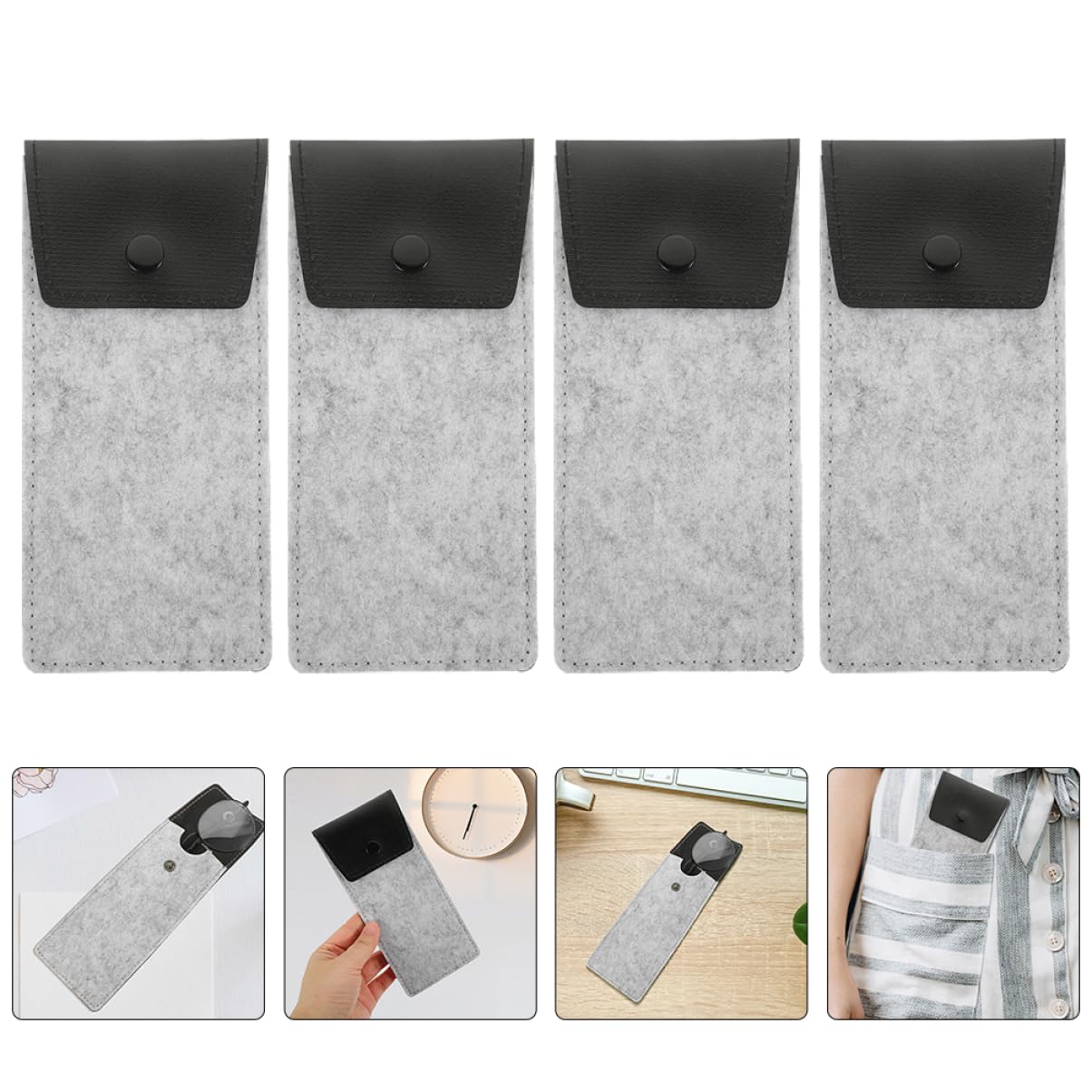 Astuccio in Feltro Portamonete Netto Custodia Per Occhiali Pappagallino Esposizione Di Occhiali Forniture Regolabile Fibbie Lega Di Alluminio Light Grey