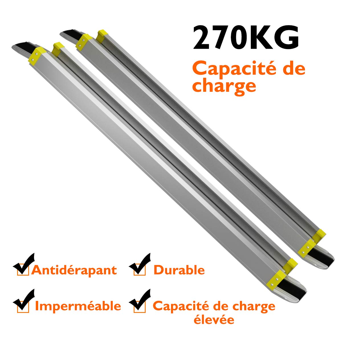 COSTWAY Lot de 2 Rampe Fauteuil Roulant Rampe Télescopique Anti-dérapant en Aluminium avec Longueur Ajustable 3 Niveaux 121,5/183/212,5CM et Charge Maximale 270KG