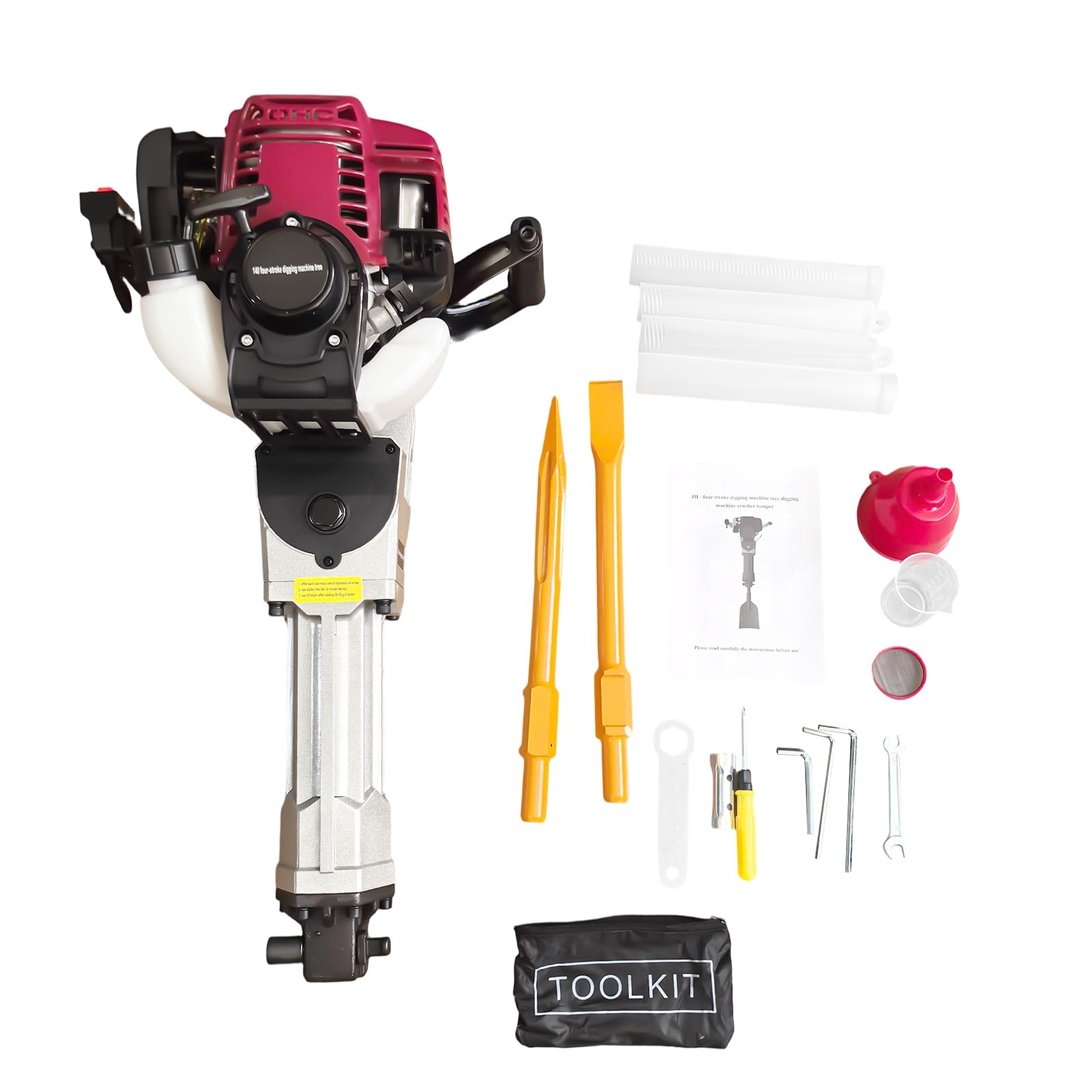 Martillo de demolición eléctrica, 1,2 kW, 37,7 cc, con punto Chisel, plano, bolsa de herramientas, vaso medidor, embudo, martillo perforador de 8500 r/min para romper rocas, excavar, trasplante de