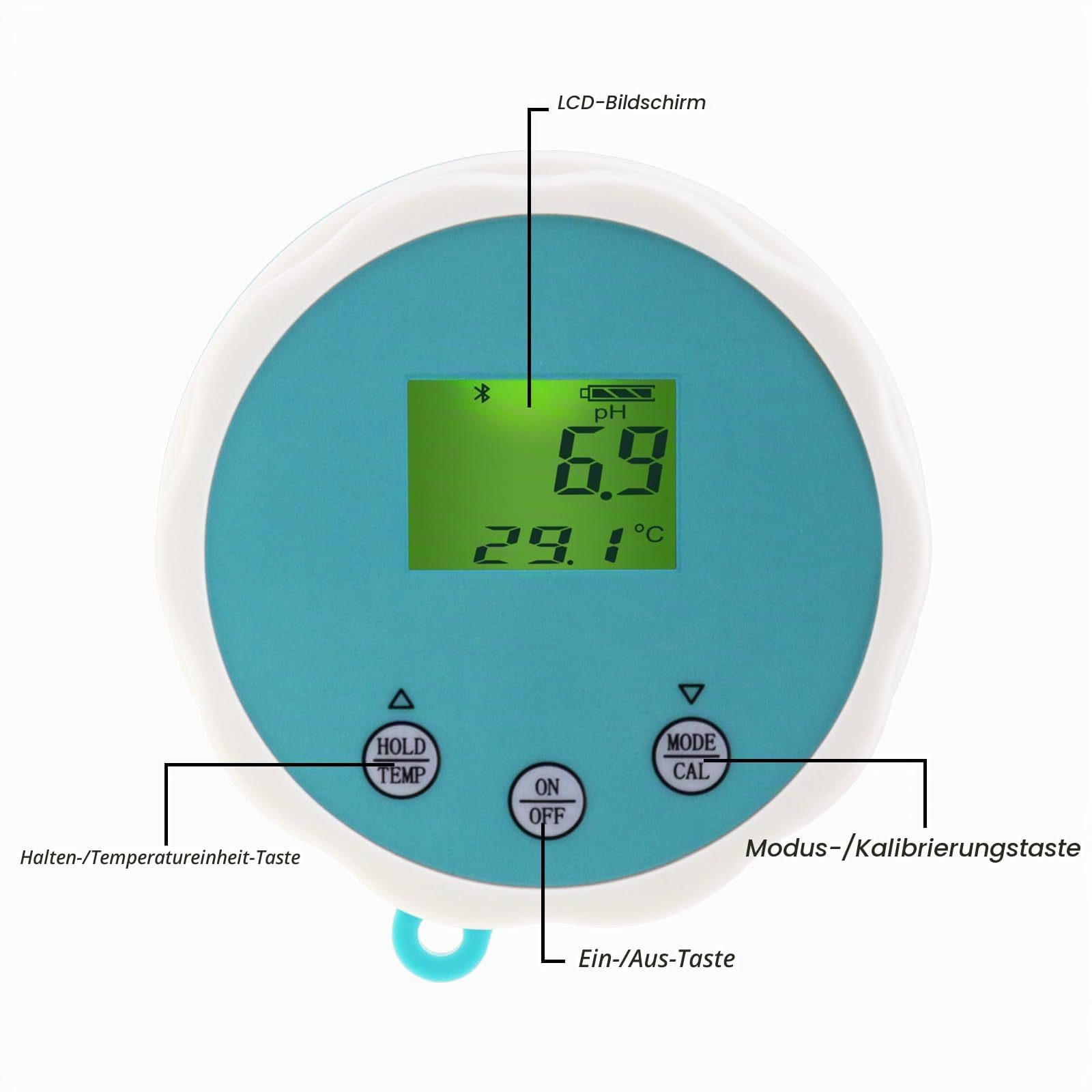Bluetooth Baden Schwimmbad Wasser Prüfer 6-in-1 Messgerät für EC/Salzgehalt/pH/ORP/Temperatur/Chlor Meter, Kabellos Schwebend Schlau Schwimmbad Monitor Wasser Prüfer für Pools, & Schwimmbäder