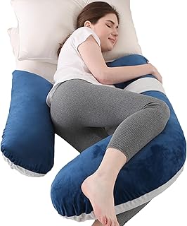 Pregnancy Pillows, Pregnant Women Must Haves Maternity Pillows for Sleeping with Removable Cover, Pregnancy Body Pillow, Body Pillows for Maternity, Blue and Grey