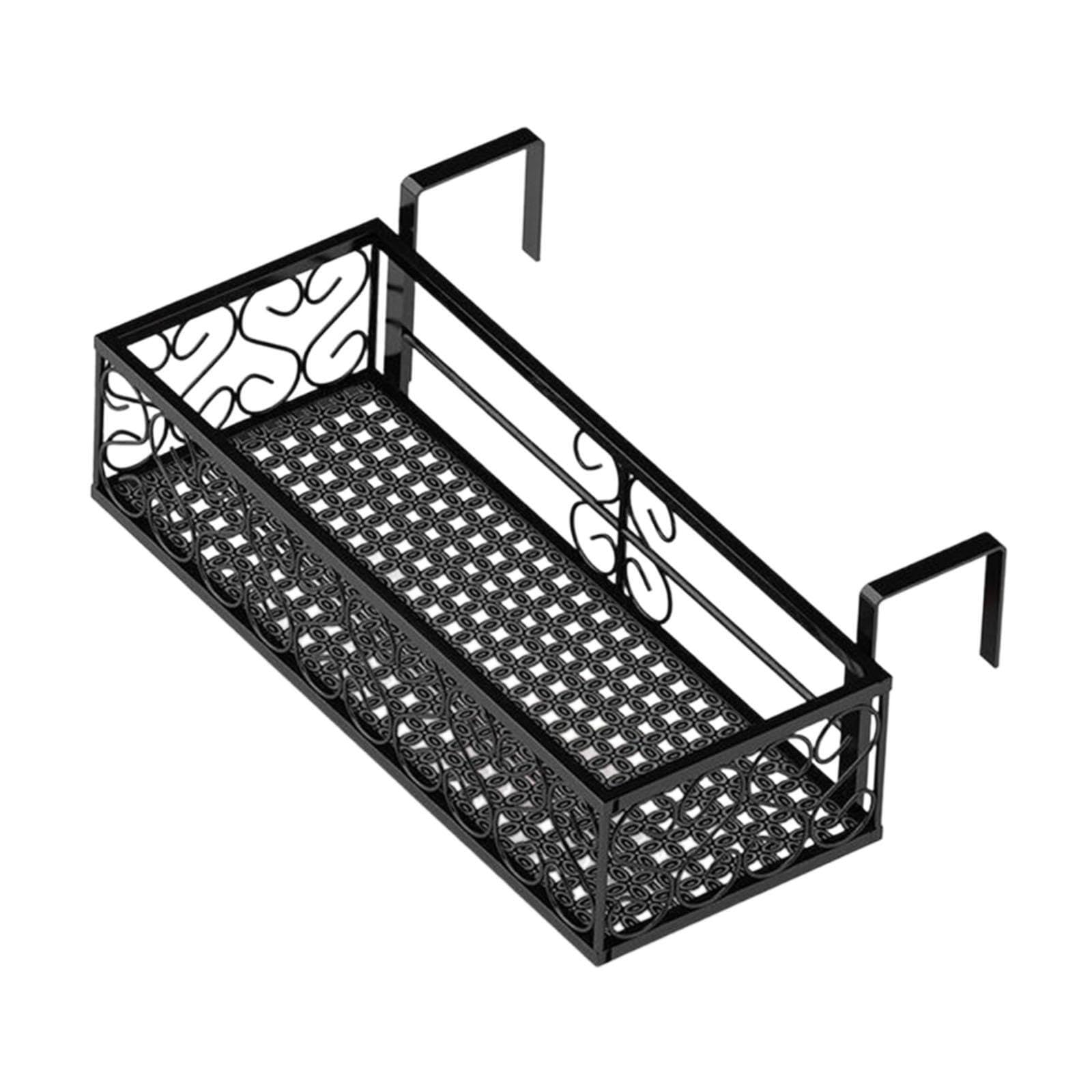 Support suspendu pour jardinière, étagère et panier en fer, 80 cm, pour terrasse, clôture jardin, Noir, 50 cm