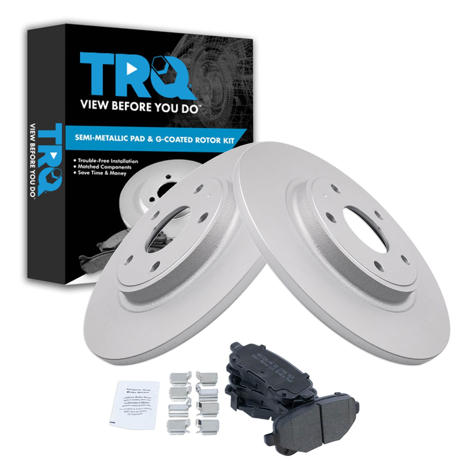 TRQ Rear Brake Pad and Rotor Set Semi Metallic 328mm Rotors Compatible with 2012 Dodge Journey