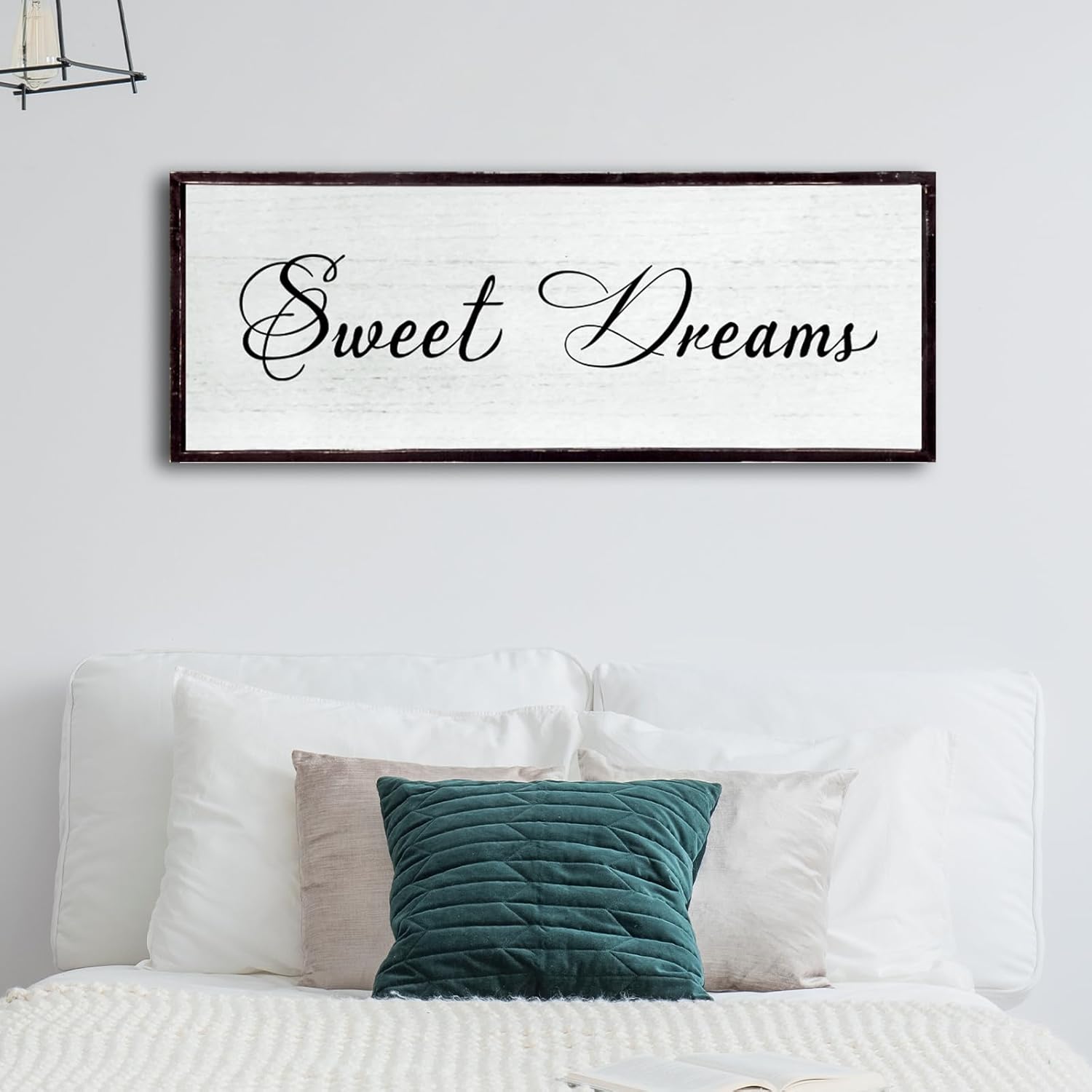 Sweet Dreams Wall Decor Above Bed 40x15 Inch Large Master Bedroom Hanging Wood Rustic Framed Farmhouse Sweet Dreams Sign Guest Room Aesthetic And Minimalist Over Bed Wall Art?Black? 40''×15'' Black