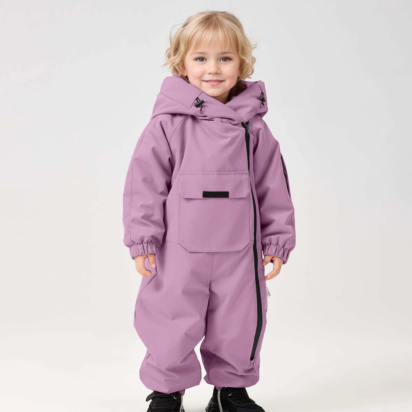Generisch Schneeanzug Baby Strampler Winter Warm Ski Anzug Kind Schnee Fleece Jacke Wasserdicht Jumpsuit Pelzkragen mit Kapuze Winddicht Snowsuit Outfits für Mädchen Jungen Schneeoverall