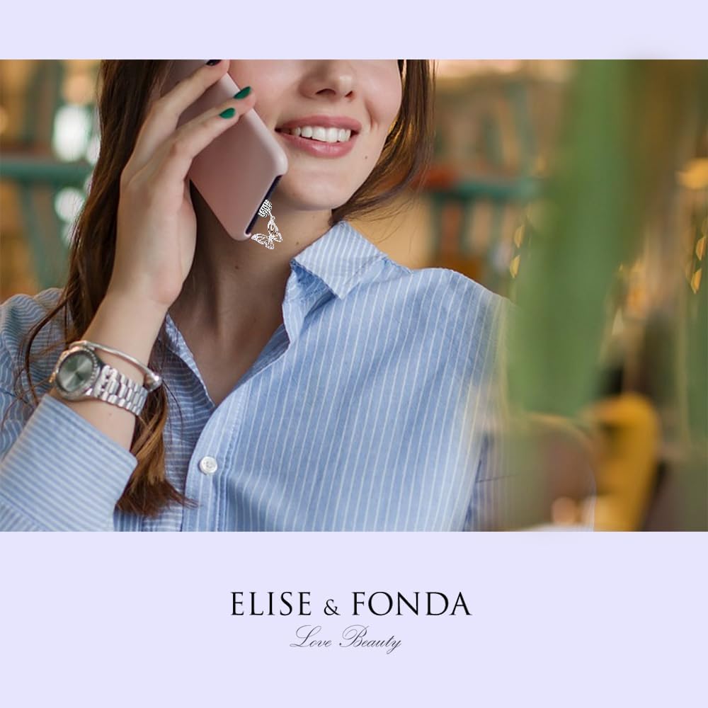 ELISE & FONDA TP229 Type-C USB Charging Port Crystal Anti Dust Plug Little Butterfly Cell Phone Charm for Samsung Galaxy/Huawei/OnePlus/Xiaomi/oppo Android Phones (Silver)