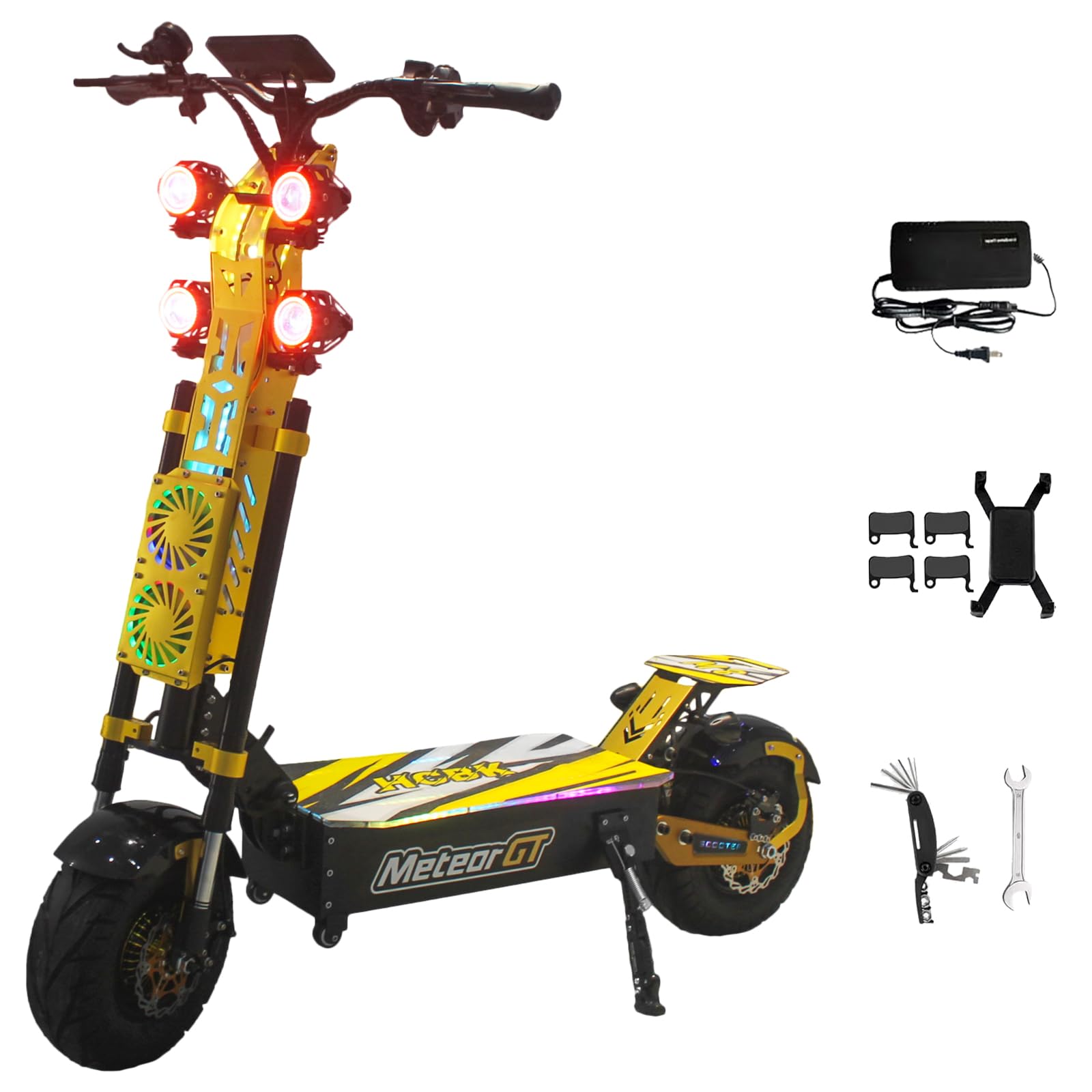 Electric Scooter Adults 10000W Dual Motor 13 Off-Road Tires 68MPH 95-Miles Range 72V 40Ah Battery Foldable Hydraulic Brakes