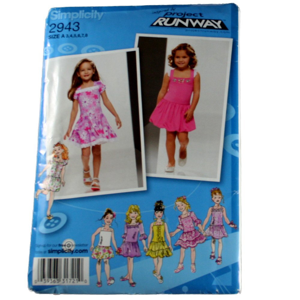 Patron robe Simplicity 2943 avec variations de manches et jupes
