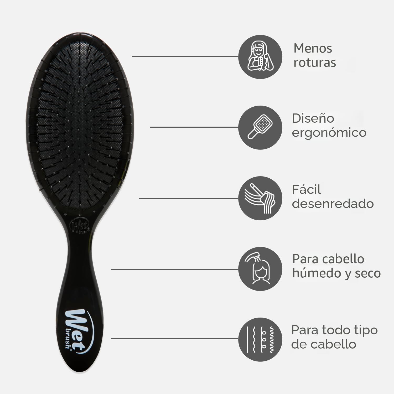 WetBrush Original Detangler Hairbrush UltraSoft Bristles Ergonomic Handle Suitable for All Hairtypes Black